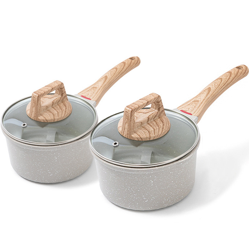 BOBIKUKE Wholesale High Quality Nonstick Saucepan Aluminum Milk Pot Sauce Pans with Glass Lid