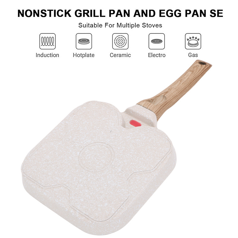 Indoor and Outdoor Cookware Steak Omelet Pan Good Selling Healthy Marble Coating Multifunction Nonstick Frying Pan 3 In 1