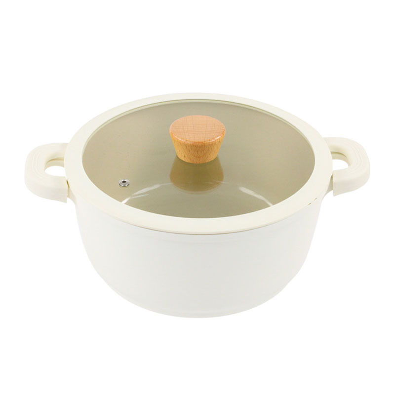 Wholesale Kitchen Die Cast Aluminum Non-Stick Ceramic Coating Soup Stock Pots For Cooking with Silicone Glass Lid