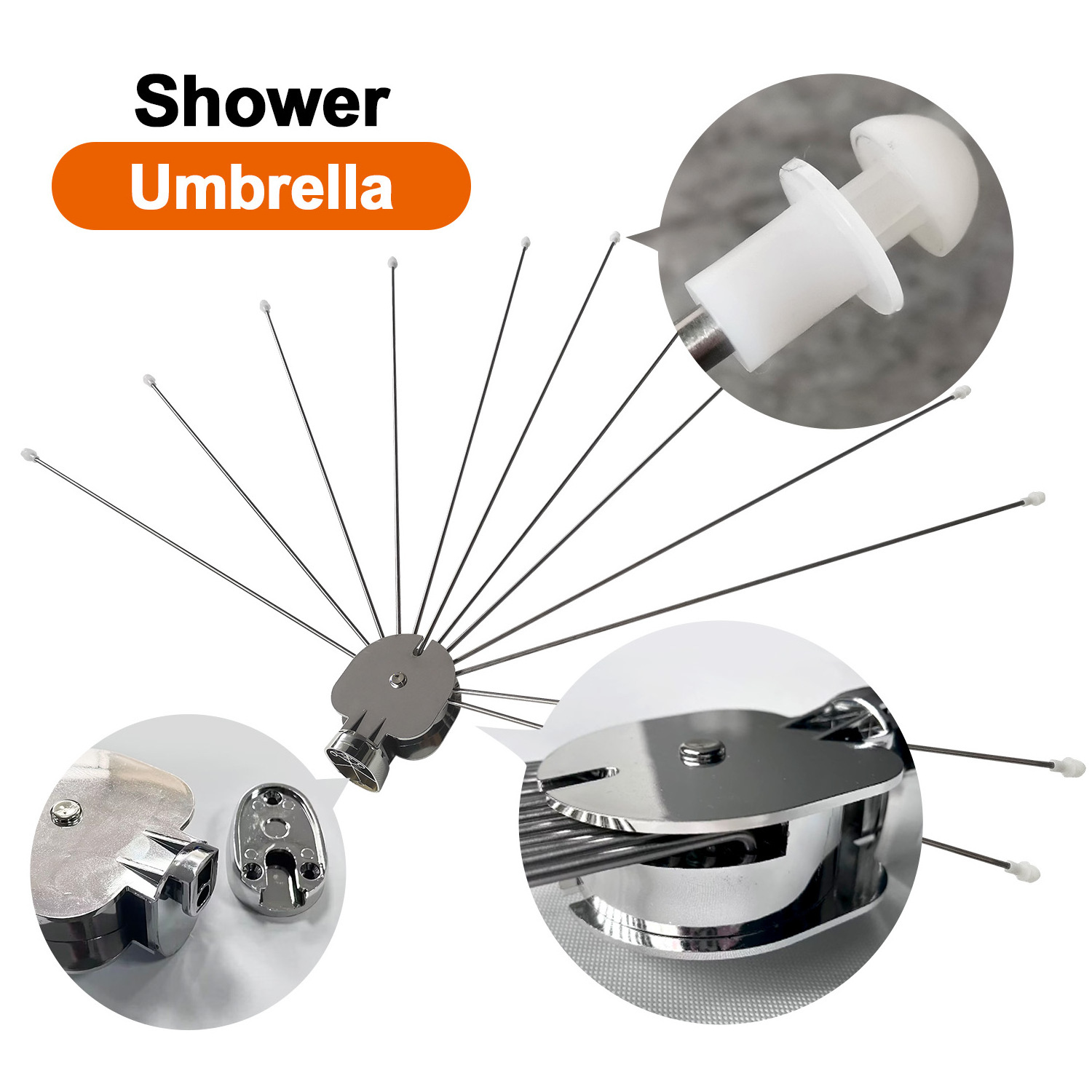 Curtain Rail Pole Adjustable Round Bathroom Circular Shower Curtain Rod Sector Shower Umbrella