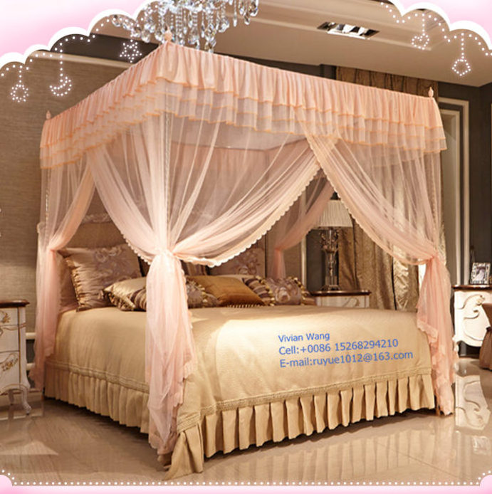 high quality bed canopy princess lace mosquito nets with Stainless steel bracket