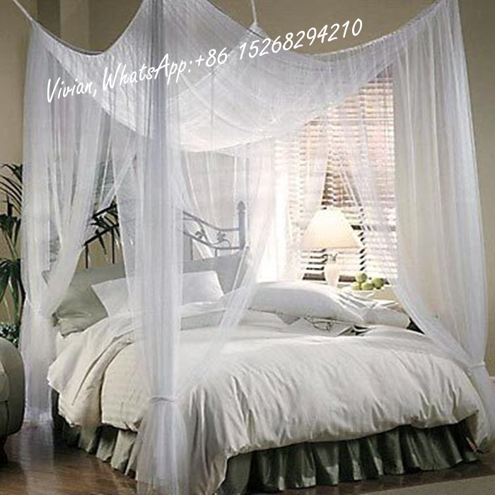 2022 Hot selling Four Corners Rectangular  Bed Canopy King Size  Elegant Black Mosquito Bed Nets Garden Camping Outdoor Tent