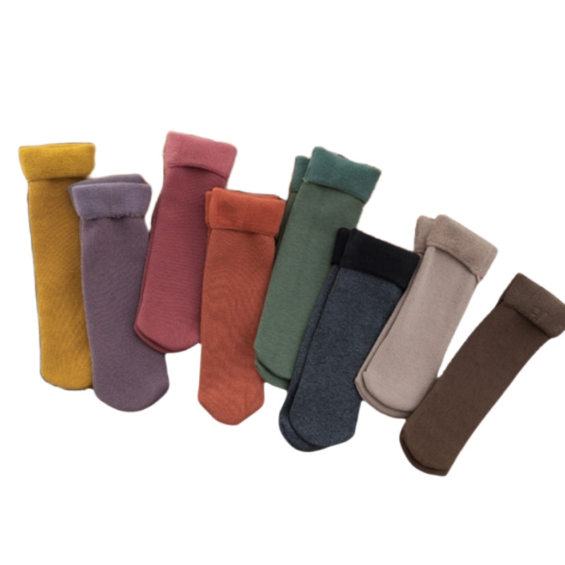 Wholesale Women Vertical Strips Fleece Socks Plush Thick  Fuzzy Cozy Floor Socks Winter Men Crew Socks