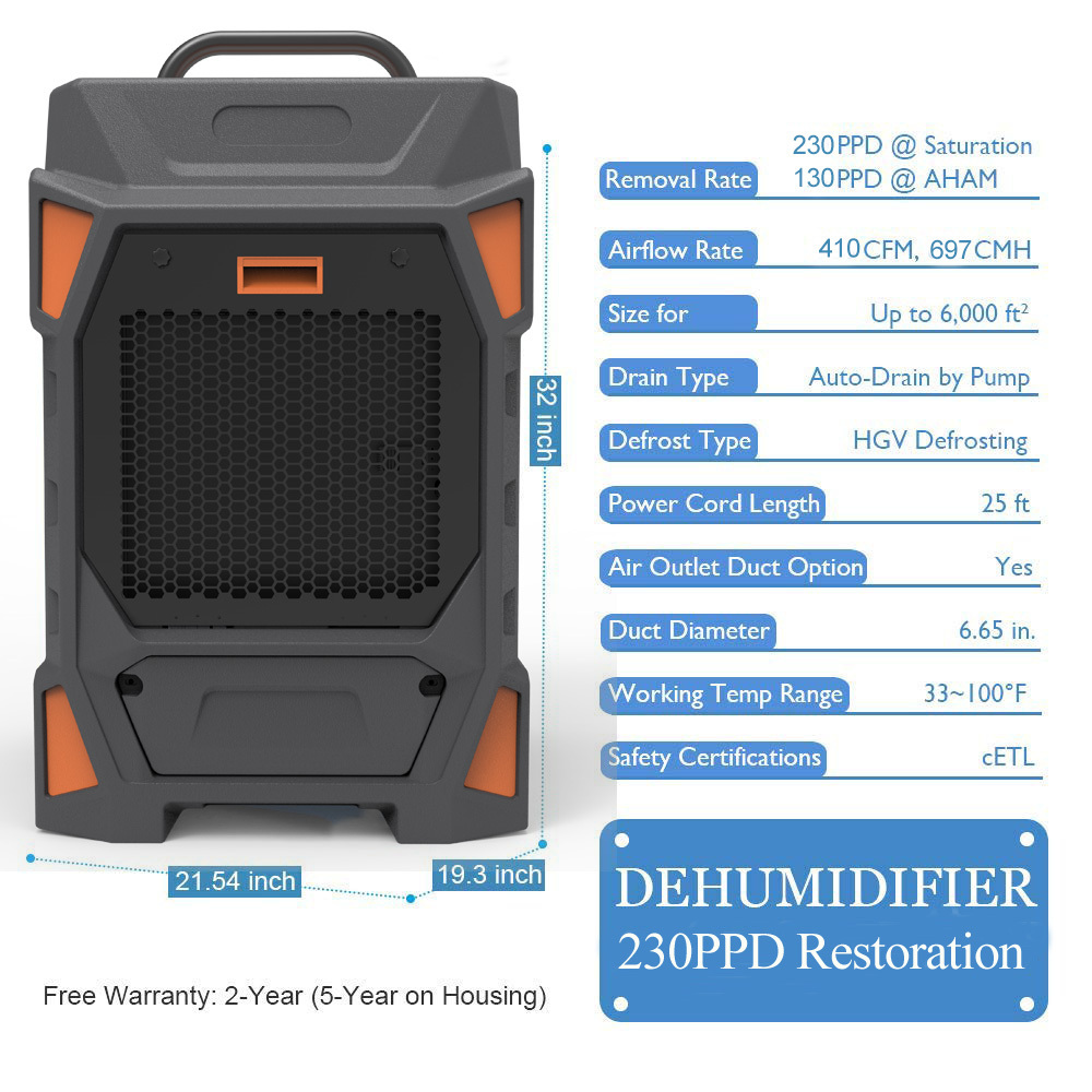 230PPD Commercial LGR Air Dehumidifier for Flood Restoration Dehumidifier Rotational Industrial Water Rescue Dehumidifier