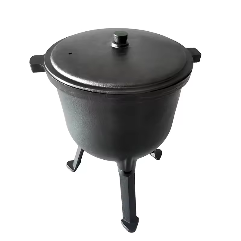 Cast Iron Three Legged Cauldron and Dutch Oven for Outdoor Camping