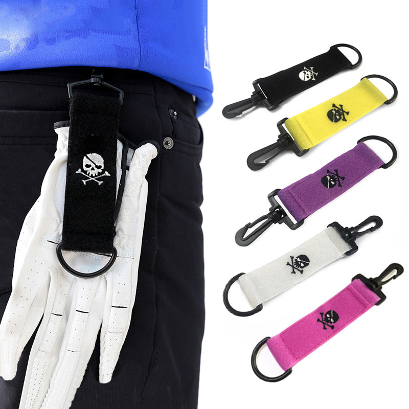 Golf Polyester W Carabiner Hook Magic Tape Golf Gloves Magic Belt Clip Holder With Velcores Golf Hang Gloves Magic Tape