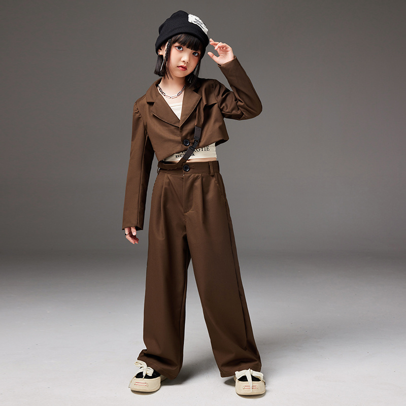 Girls jazz dress Children's suits Jazz Kids hip hop fashion cool model catwalk clothes