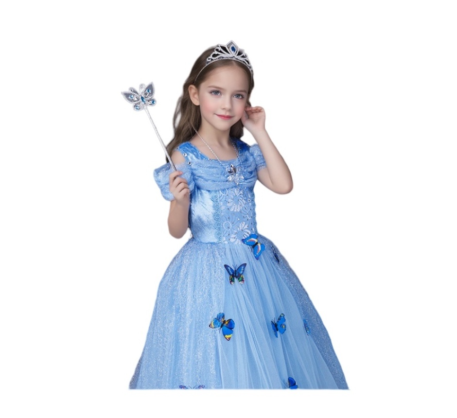 Factory Custom Kids Costumes Beautiful Butterfly Fairy Party Dresses Princess Elsa Dress For Girls