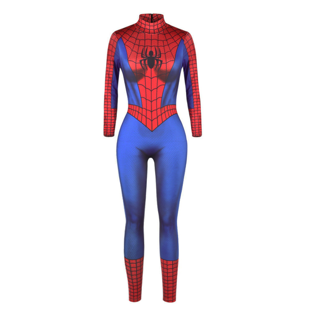 Halloween Carnival Cosplay Superhero Women Jumpsuit Black Spider Iron Costume Digital Printing Sexy Spider Man Woman Costume