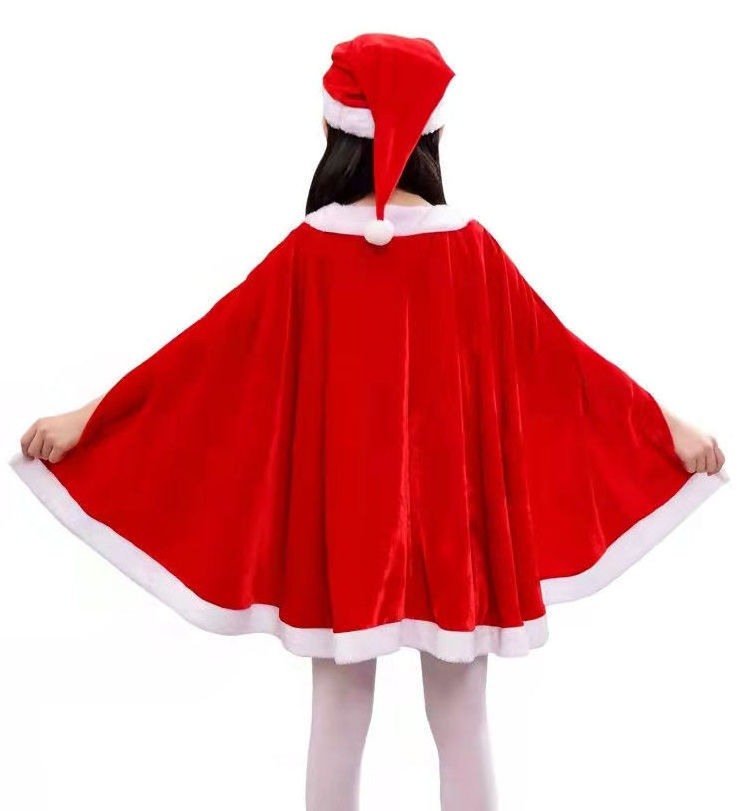 2024New Christmas Kids Costume Santa Claus Suit Sleeveless Bat Skirt Girl Christmas Dress With Santa Hat And Safety Pants