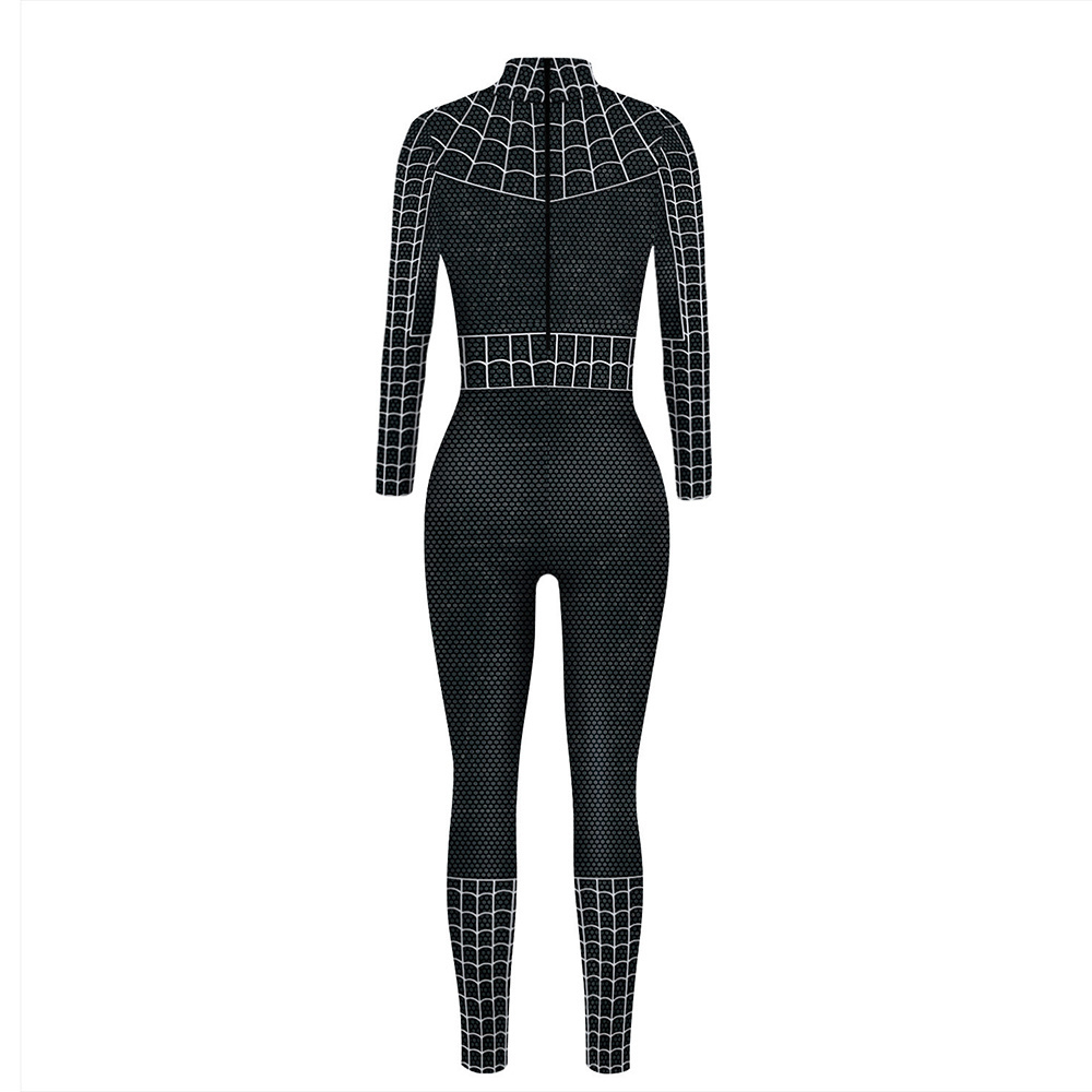 Halloween Carnival Cosplay Superhero Women Jumpsuit Black Spider Iron Costume Digital Printing Sexy Spider Man Woman Costume