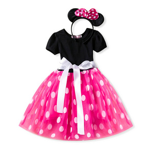 Hot Sale Polka Dots Princess Mesh Costume Girls Mickey Dresses Birthday Tutu Dress For Kids