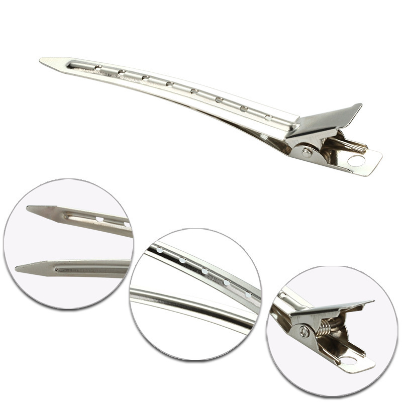 HZO-22047 3.5 Inches Duck Billed Hair Clips with Holes Metal Alligator Hair Clips for Hair Extensions