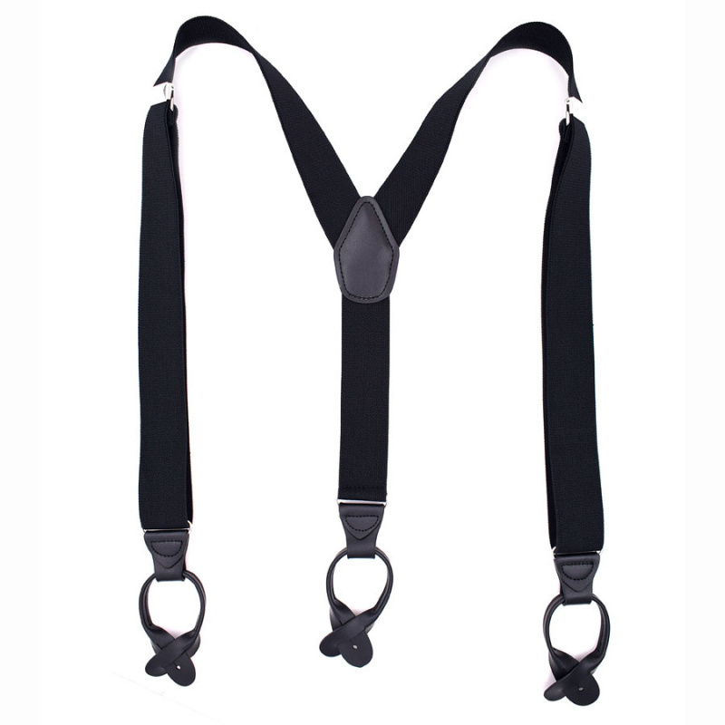 HZO-22036 Suspender 6 Clips Mens Braces Black Belt Button New Suspenders For Men