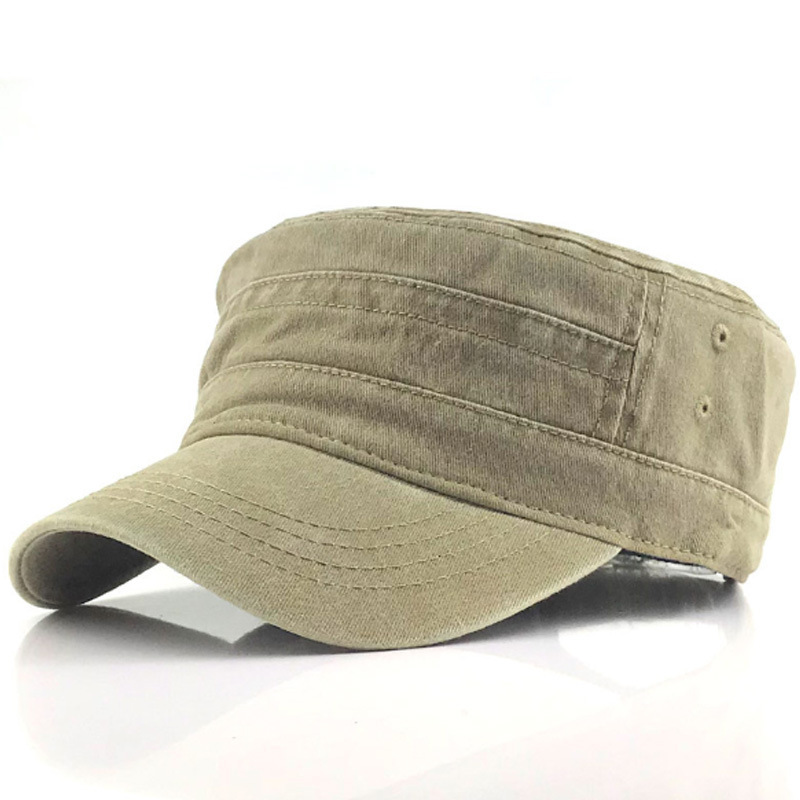 HZM-22410 Men Washable Cotton Vintage Plain Cadet Field Patrol Castro Cap Hat With Loop