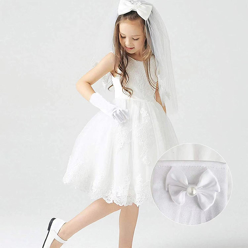 HZS-23003 Long gloves for girls princess wedding dress glove with bow costume accessories satin birthday gift