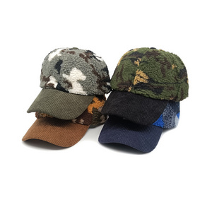 HZM-23322 High Quality Winter Camouflage Fashion Fur Custom Logo Cotton Outdoor Sports Baseball Caps For Women Men