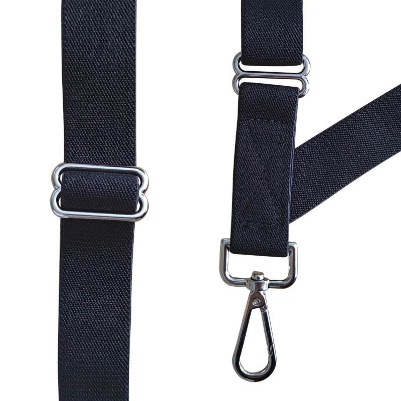 HZO-24022 Heavy Duty X Back Style Solid Slide 2 Clip Adjustable Elastic Leather Suspenders for Men