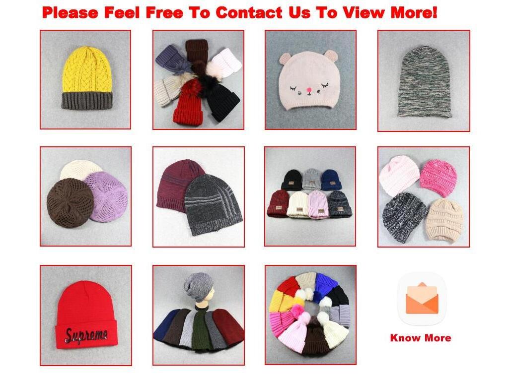 HZM-22252 New Style Acrylic Custom Knit Beanie Caps Wholesale Black White Stripe Winter Beanie Hat Custom Logo