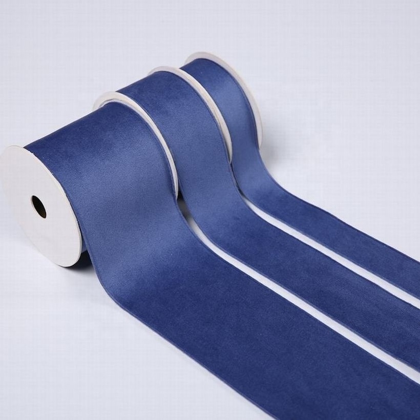 Wholesale Factory Stock Color None Stretch Velvet Ribbon RIBBONS Polyethylene Flocked Velvet Ribbon Single Face 100% Polyester