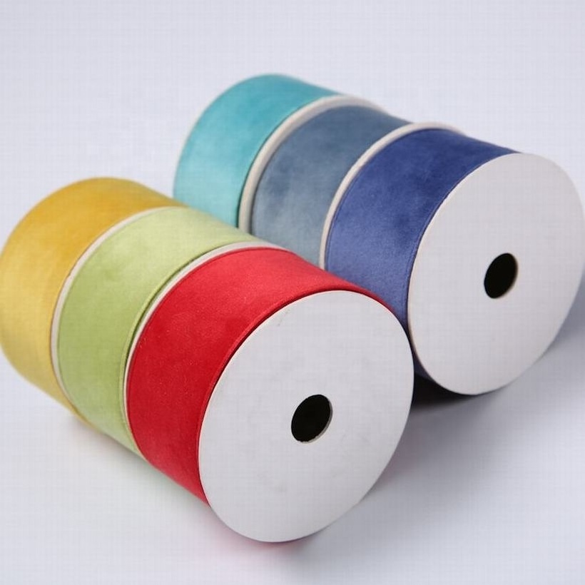 Wholesale Factory Stock Color None Stretch Velvet Ribbon RIBBONS Polyethylene Flocked Velvet Ribbon Single Face 100% Polyester