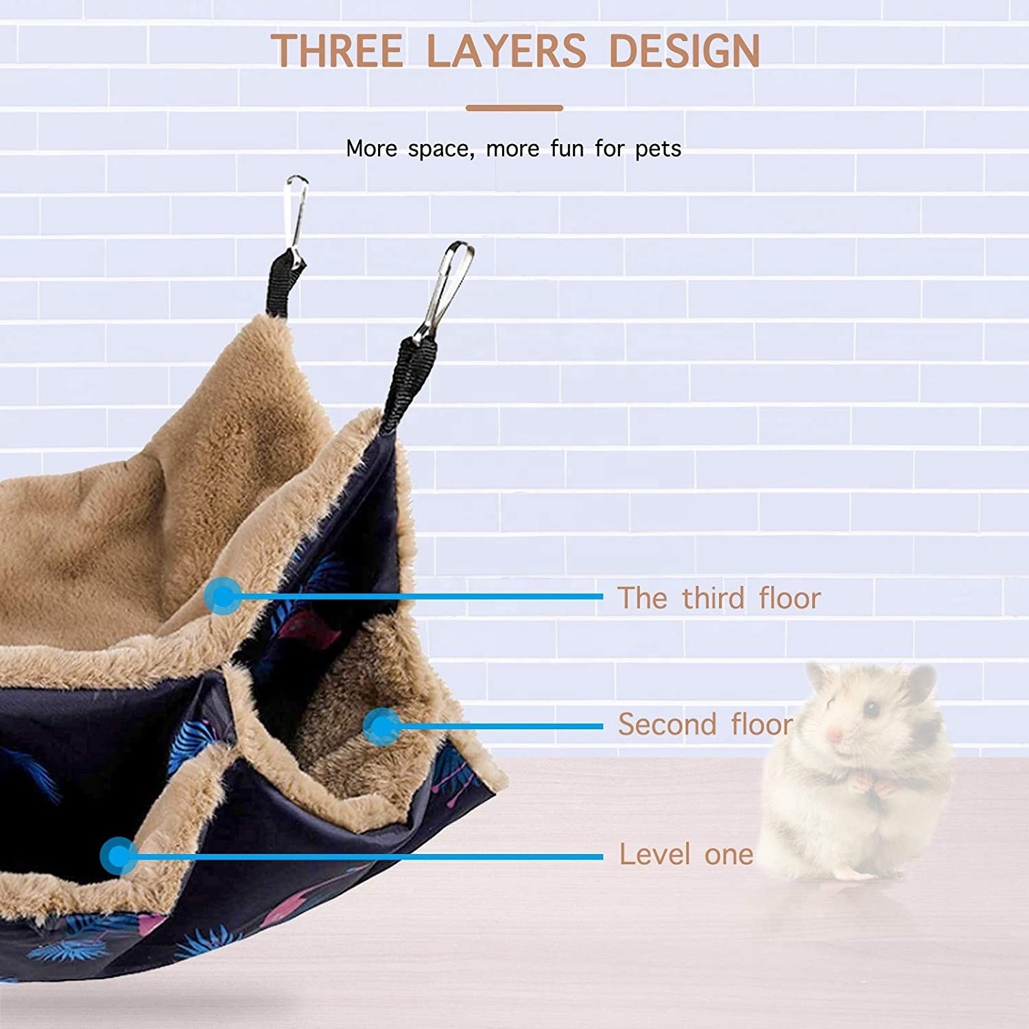 Small Pet Hanging Triple-Layer Warm Hammock Bed Cage Accessories Bedding Hideout Playing Sleeping for Parrot Sugar Glider Ferret