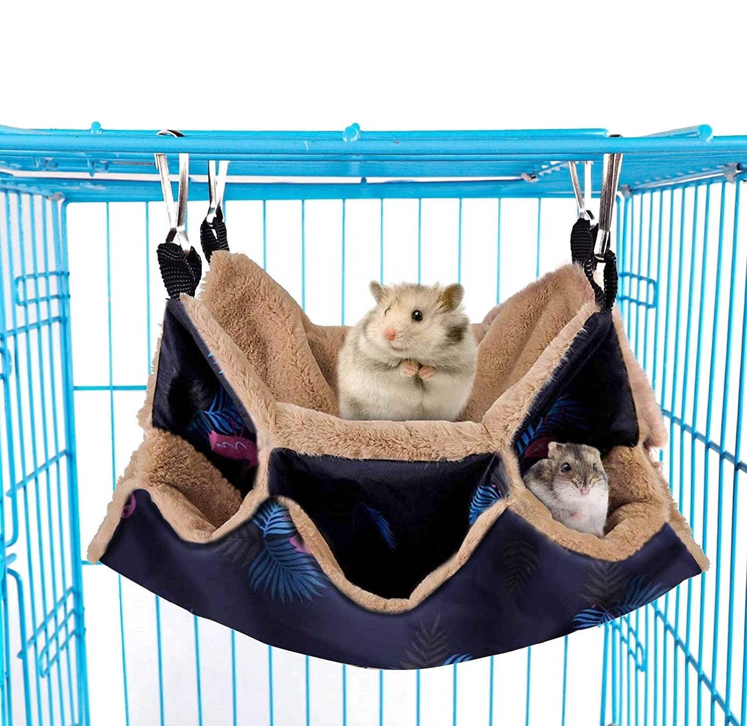 Small Pet Hanging Triple-Layer Warm Hammock Bed Cage Accessories Bedding Hideout Playing Sleeping for Parrot Sugar Glider Ferret