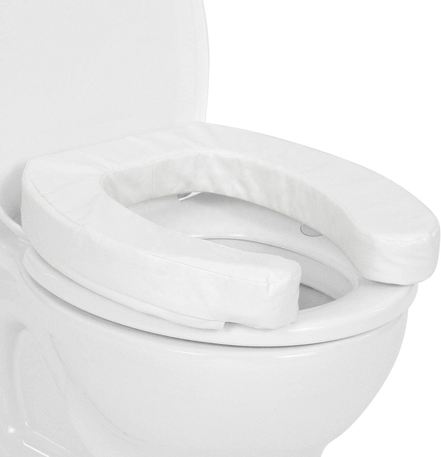 Toilet Seat Cushion Raised Soft Padded Cover White Cushioned Foam Pad  Portable With Wide Oval Gap For Comfort