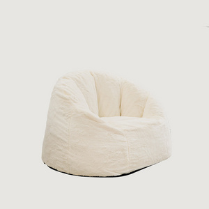 White fur Adult Size Foam Filling Bean Bag Sack Includes Removable and Machine Washable Cover