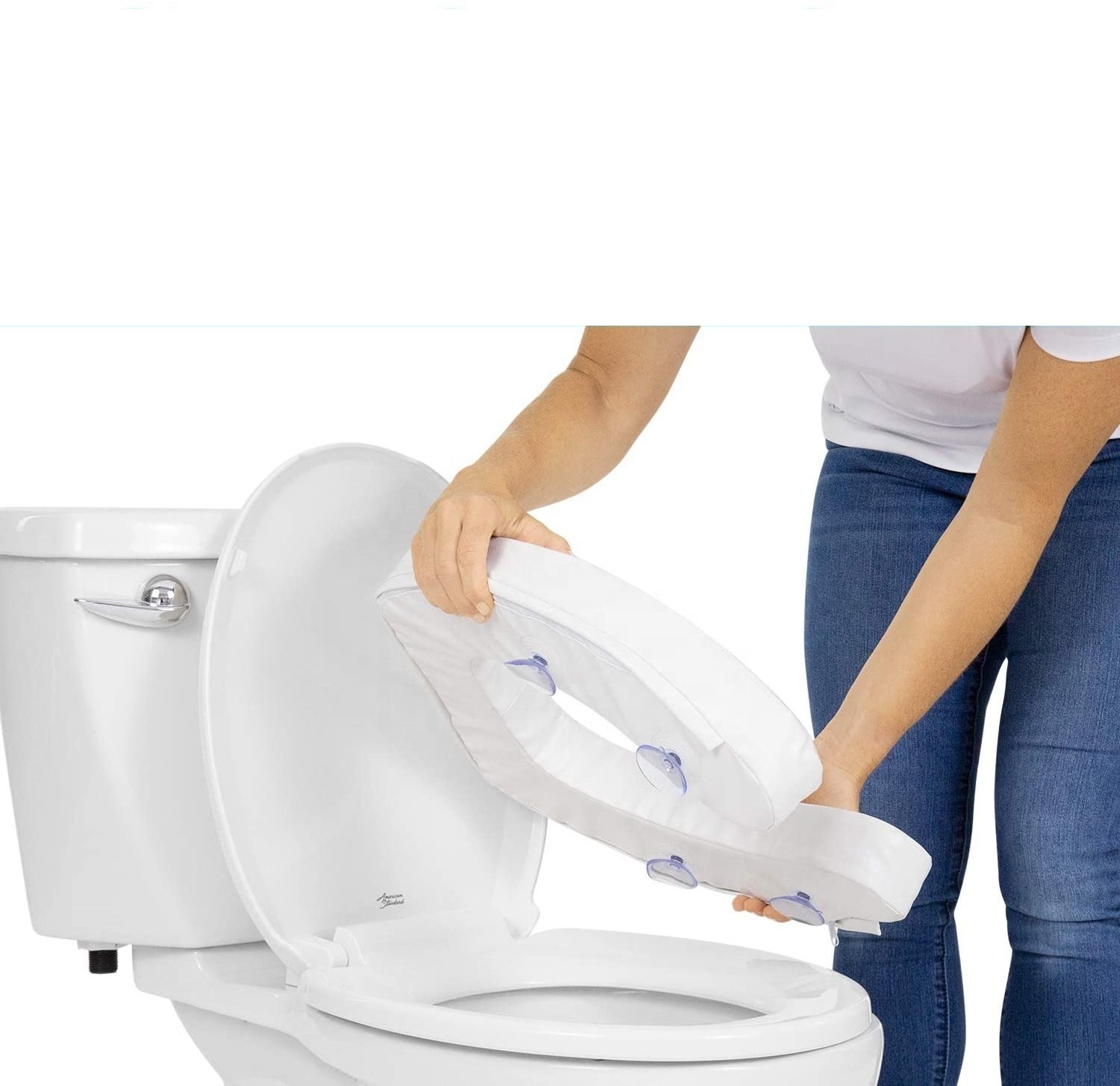 Toilet Seat Cushion Raised Soft Padded Cover White Cushioned Foam Pad  Portable With Wide Oval Gap For Comfort