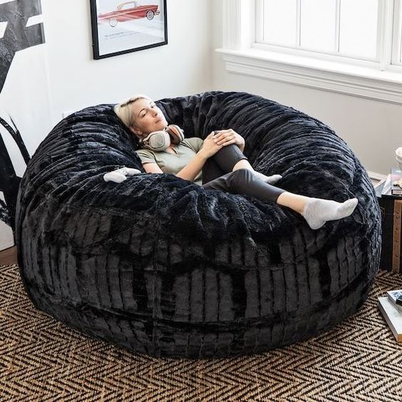 Bean Bag With Filling Puff Bean Bag Sofa 8ft Foam Filled Faux Fur Giant Bean Bag 8Ft