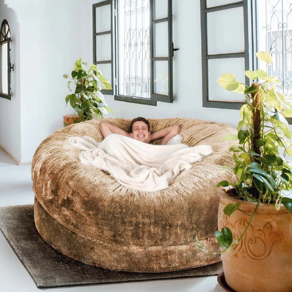 Bean Bag With Filling Puff Bean Bag Sofa 8ft Foam Filled Faux Fur Giant Bean Bag 8Ft