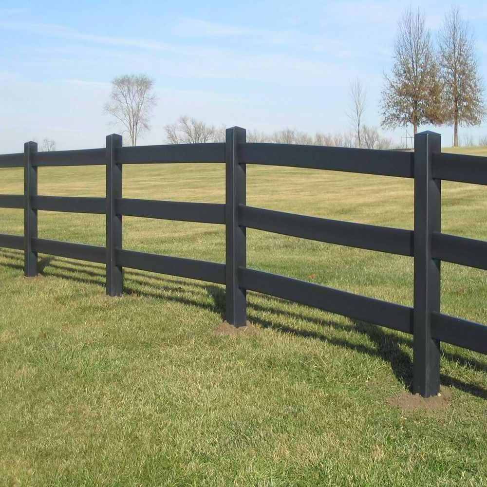 Black Vinyl 3 Rail PVC horse fence