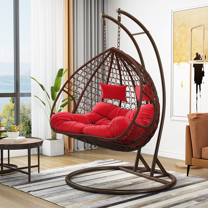 Modern round Pod Rattan Hanging Swing Chair with Stand Wicker Egg Basket for Indoor Outdoor Cheap Price Resort Garden Furniture