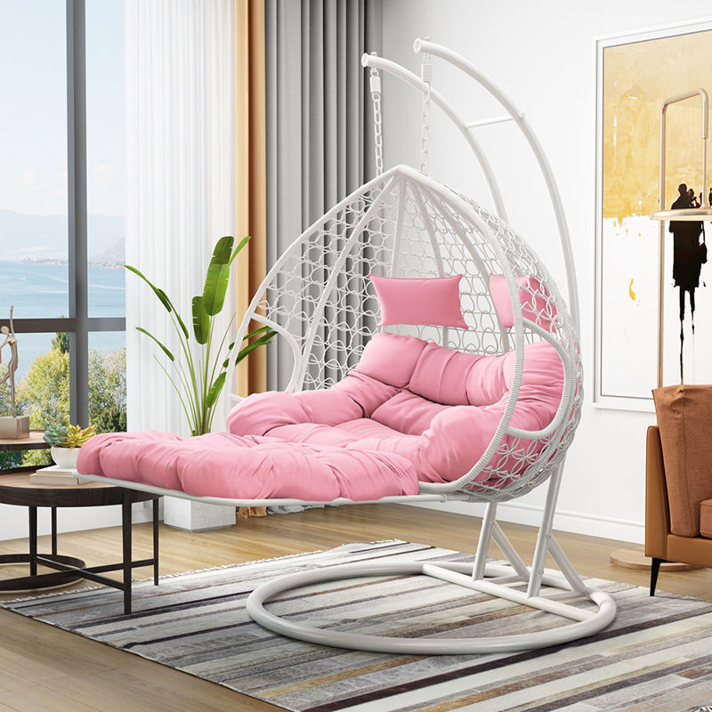 Modern Design Leisure Wicker Rattan Hanging Pink Swing Chair for Outdoor Home Patio Furniture