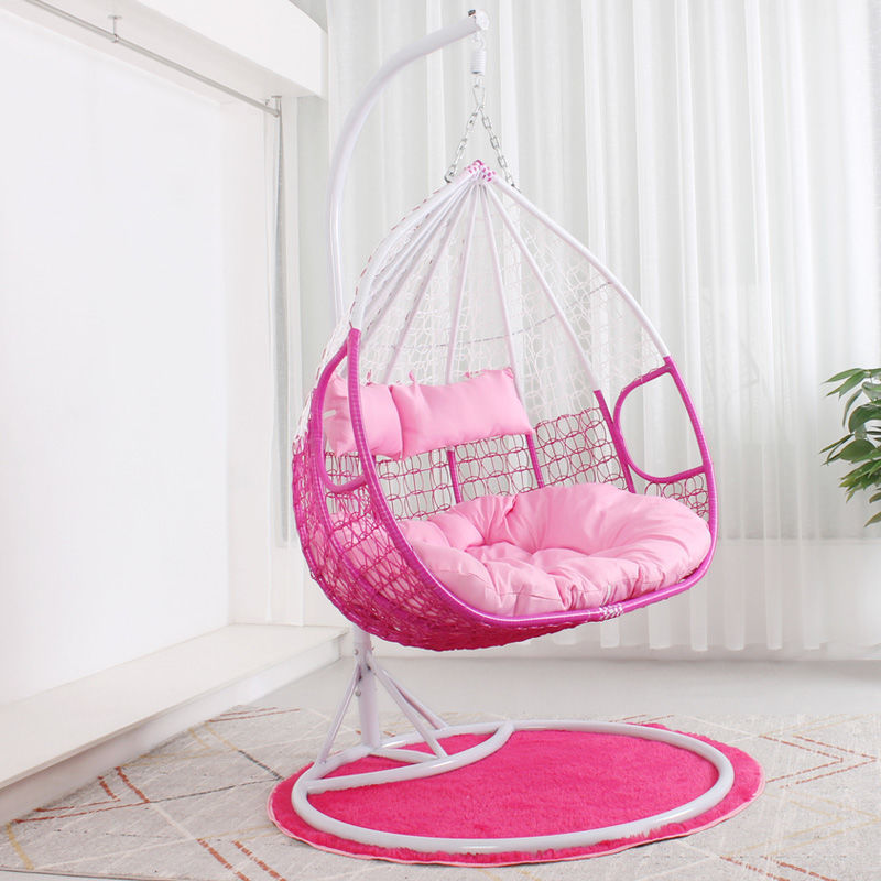 Modern Design Leisure Wicker Rattan Hanging Pink Swing Chair for Outdoor Home Patio Furniture