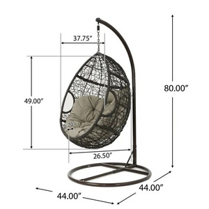 Modern Design Hanging Egg Shape Patio Chair with Stand Outdoor Garden Furniture Wicker Rattan Swing Chair Hammock with Cushion