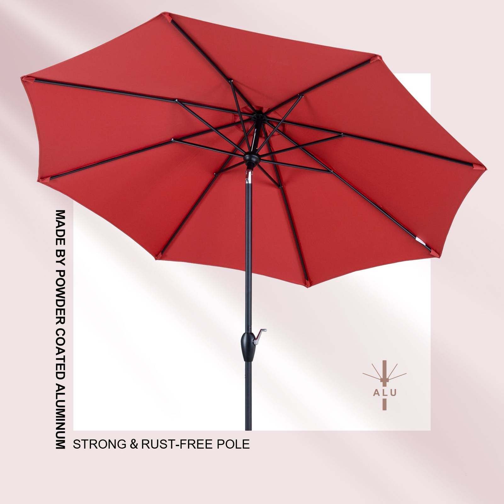 Custom logo Restaurant 10Ft Auto Tilt Big Size Shade Cantilever Outdoor Patio Umbrella Red