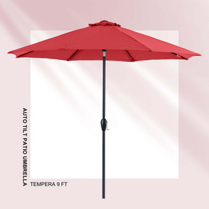 Custom logo Restaurant 10Ft Auto Tilt Big Size Shade Cantilever Outdoor Patio Umbrella Red