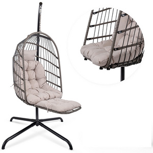 Rattan Hanging Patio Swing Two Seaters Chair Garden Swing Double Swing Chair