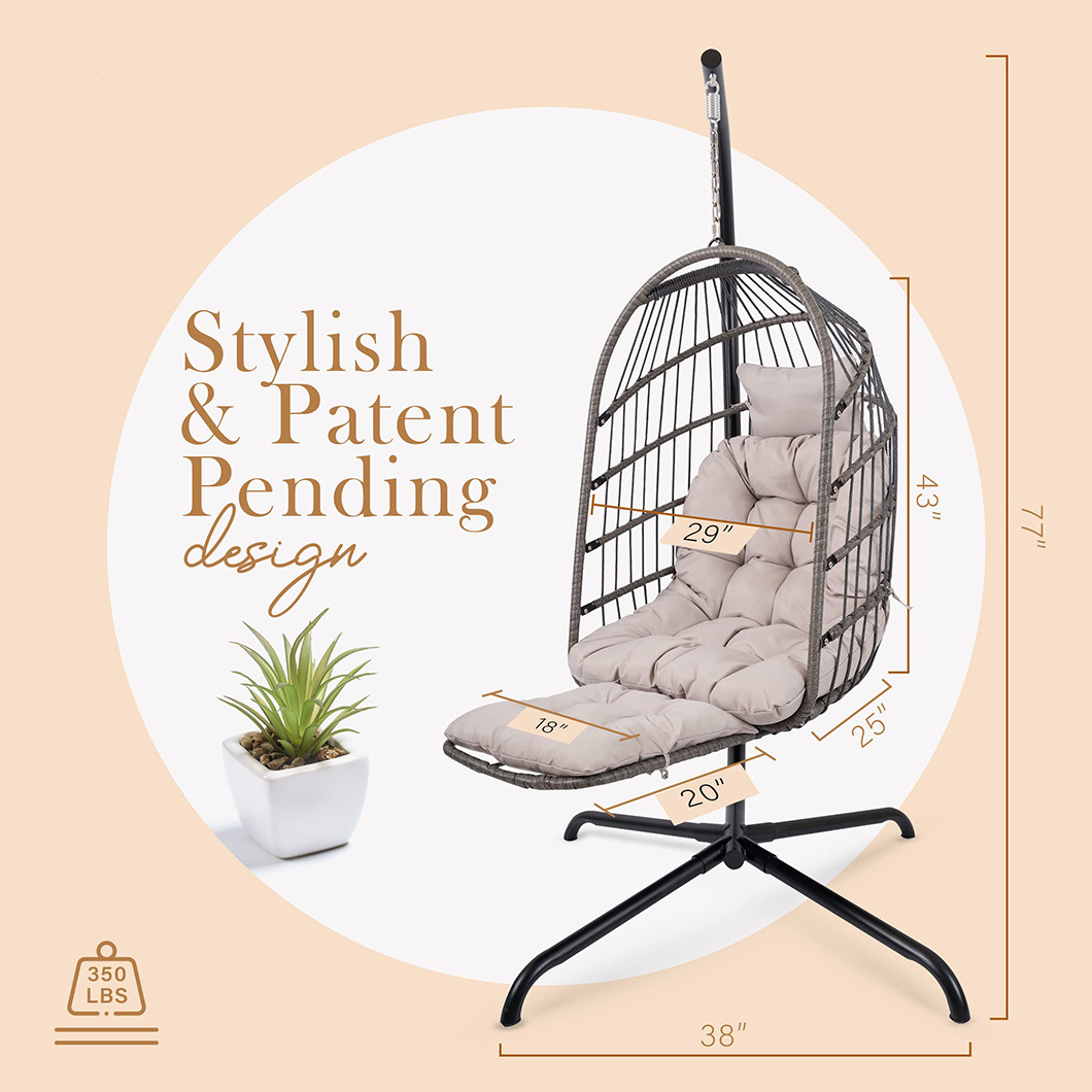 Rattan Hanging Patio Swing Two Seaters Chair Garden Swing Double Swing Chair