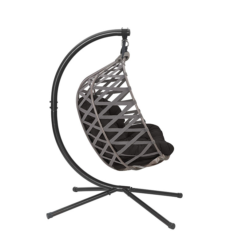 Outdoor Double Swing Egg Shape Chair Hanging Chair Rope Hammock Chair with Stand