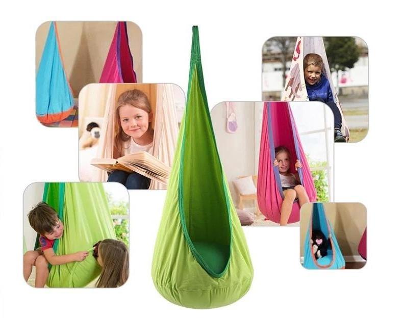 Kids Pod Swing Suspension Seat, Indoor and Outdoor Sensory Swing Seat with Inflatable Pillow