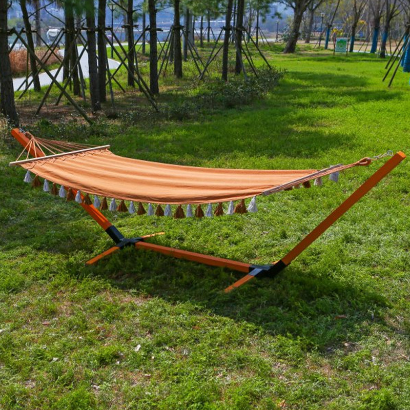 Modern Design Indoor/Outdoor Home Garden Braided Fringes Cotton Hammock Luxury Metal Patio Rocking Swing Chair Outdoor Furniture