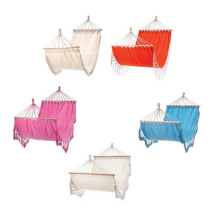 Modern Design Indoor/Outdoor Home Garden Braided Fringes Cotton Hammock Luxury Metal Patio Rocking Swing Chair Outdoor Furniture