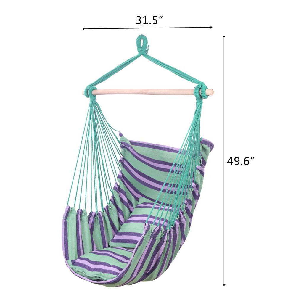 Modern Cotton Canvas Hammock Chair Porch Swing for Outdoor Relaxation in Garden Retreat Weather-Resistant Outdoor Furniture