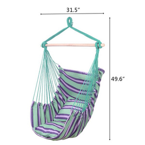 Modern Cotton Canvas Hammock Chair Porch Swing for Outdoor Relaxation in Garden Retreat Weather-Resistant Outdoor Furniture