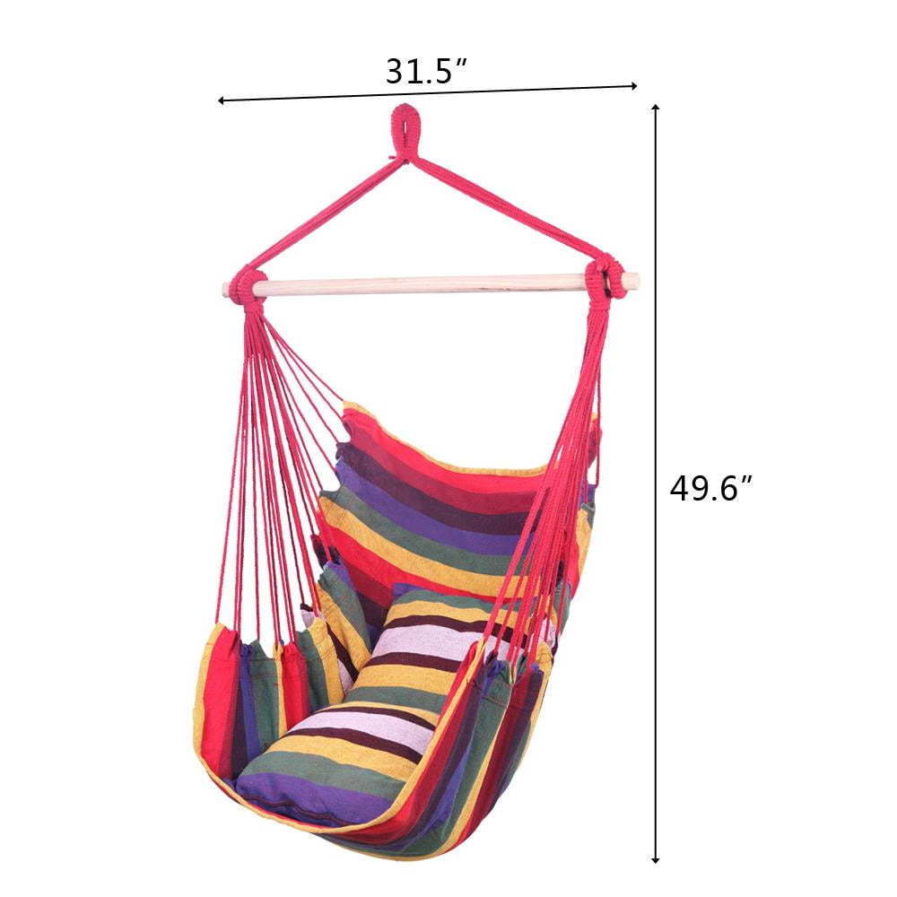 Modern Cotton Canvas Hammock Chair Porch Swing Hanging Outdoor Furniture for Garden or Porch for Serenity