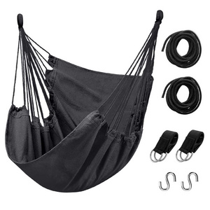 Hanging Cotton Canvas Hammock Chair for Porch or Patio for Outdoor Relaxation