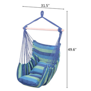 Modern Cotton Canvas Hammock Chair Hanging Porch Swing for Outdoor Garden Furniture